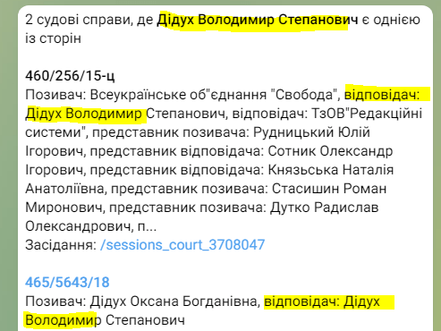 Дидух Владимир Степанович полное досье компромат